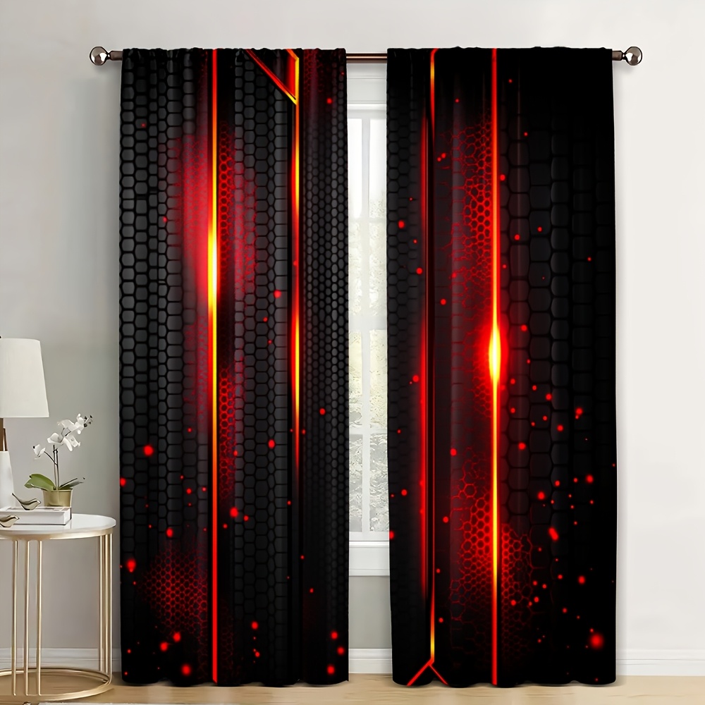 2pcs Lava Curtains Black Red C - огляд і ціна Office Tech Decor