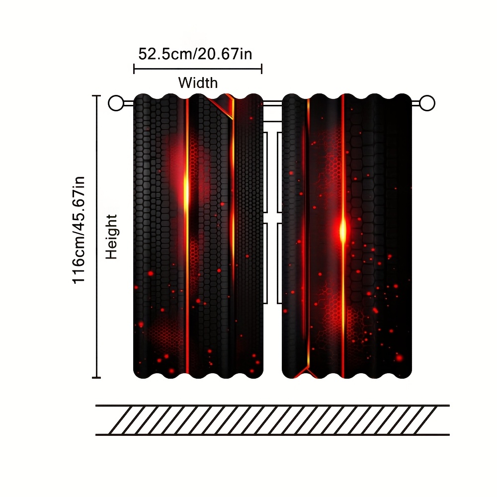 2pcs Lava Curtains Black Red C - огляд і ціна Office Tech Decor