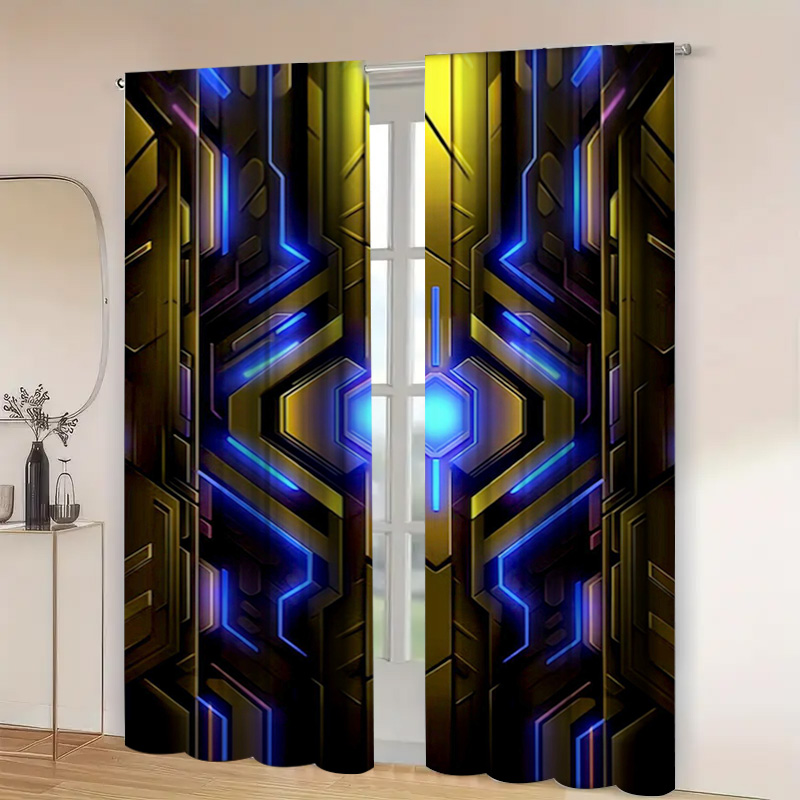2pcs Geometric Tech Curtains w - огляд і ціна Office Tech Decor